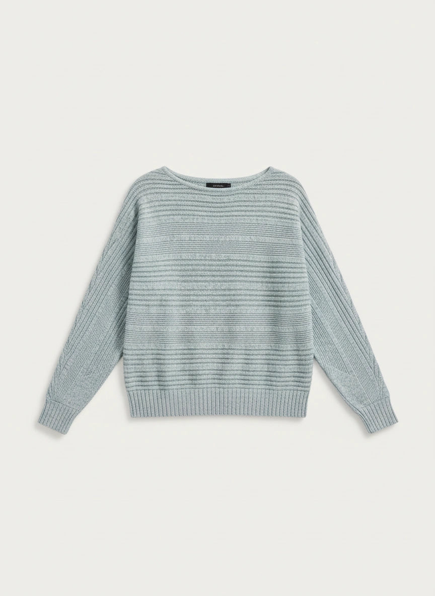 Batrae Ribbed Knit Batwing Jumper – Oversized Crew Neck Rib Sweater Women Casual Autumn Loungewear