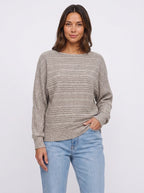 Batrae Ribbed Knit Batwing Jumper – Oversized Crew Neck Rib Sweater Women Casual Autumn Loungewear