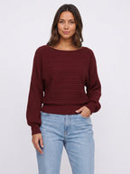 Batrae Ribbed Knit Batwing Jumper – Oversized Crew Neck Rib Sweater Women Casual Autumn Loungewear