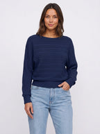 Batrae Ribbed Knit Batwing Jumper – Oversized Crew Neck Rib Sweater Women Casual Autumn Loungewear