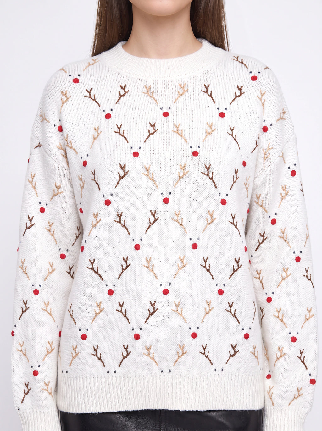 Antredine Reindeer Knit Jumper – Festive Christmas Women Novelty Fair Isle Knitted Sweater