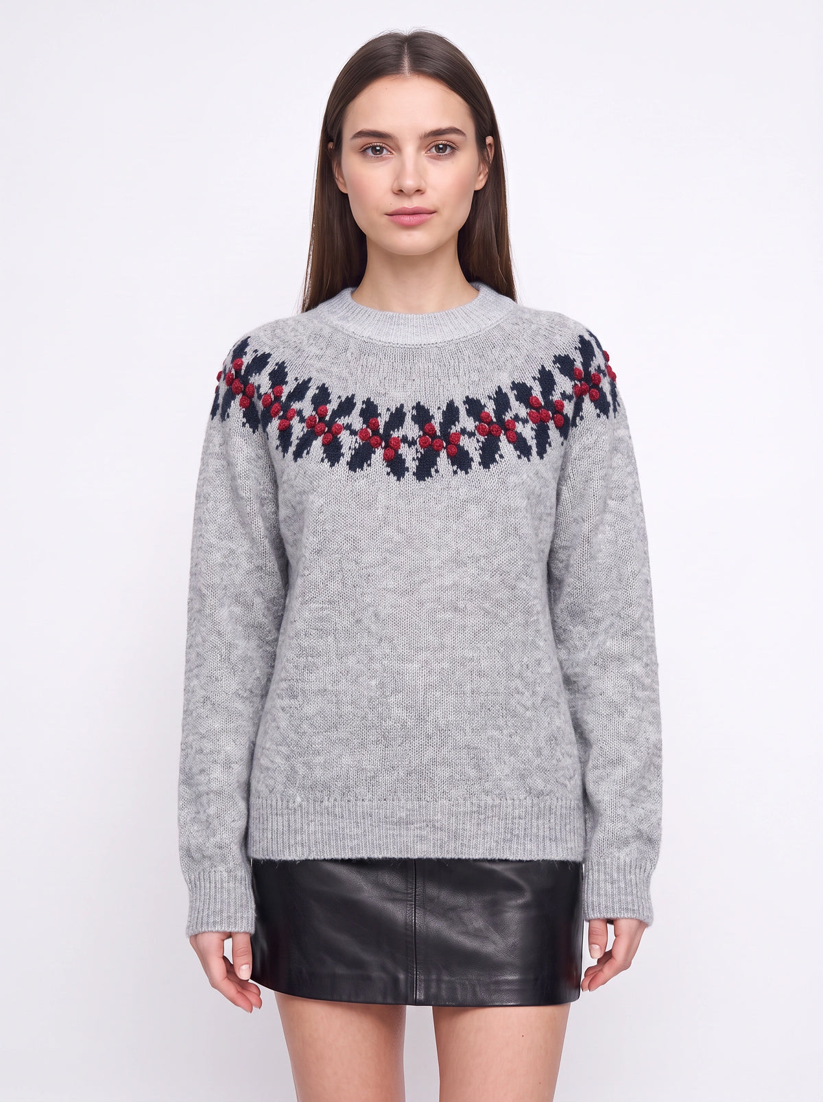 Antredine Reindeer Knit Jumper – Festive Christmas Women Novelty Fair Isle Knitted Sweater