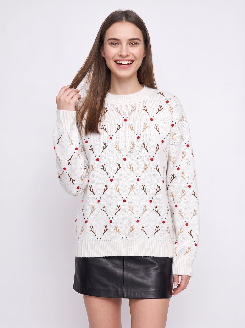Antredine Reindeer Knit Jumper – Festive Christmas Women Novelty Fair Isle Knitted Sweater