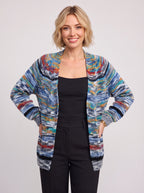 Croweva Open-Front Longline Cardigan – Striped Crochet Knit Women Oversized Fall Layering Cardigan