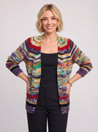 Croweva Open-Front Longline Cardigan – Striped Crochet Knit Women Oversized Fall Layering Cardigan
