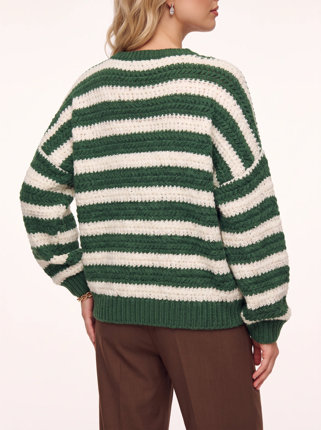 Chunkira Oversized Striped Jumper – Chunky Knit Sweater Women Casual Relaxed Fit Striped Knitwear Jumper