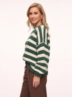 Chunkira Oversized Striped Jumper – Chunky Knit Sweater Women Casual Relaxed Fit Striped Knitwear Jumper