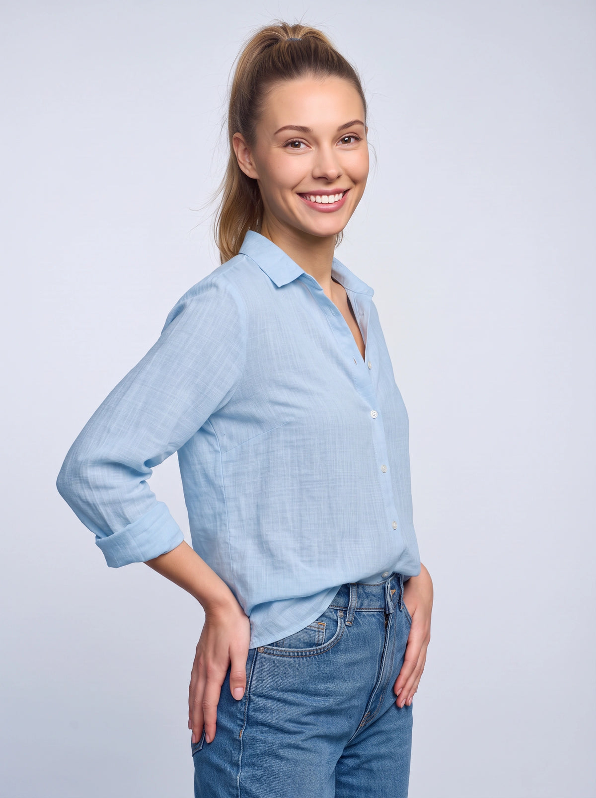 Placette Relaxed Linen Shirt – Oversized Long Sleeve Women Casual Classic Button Down Linen Shirt