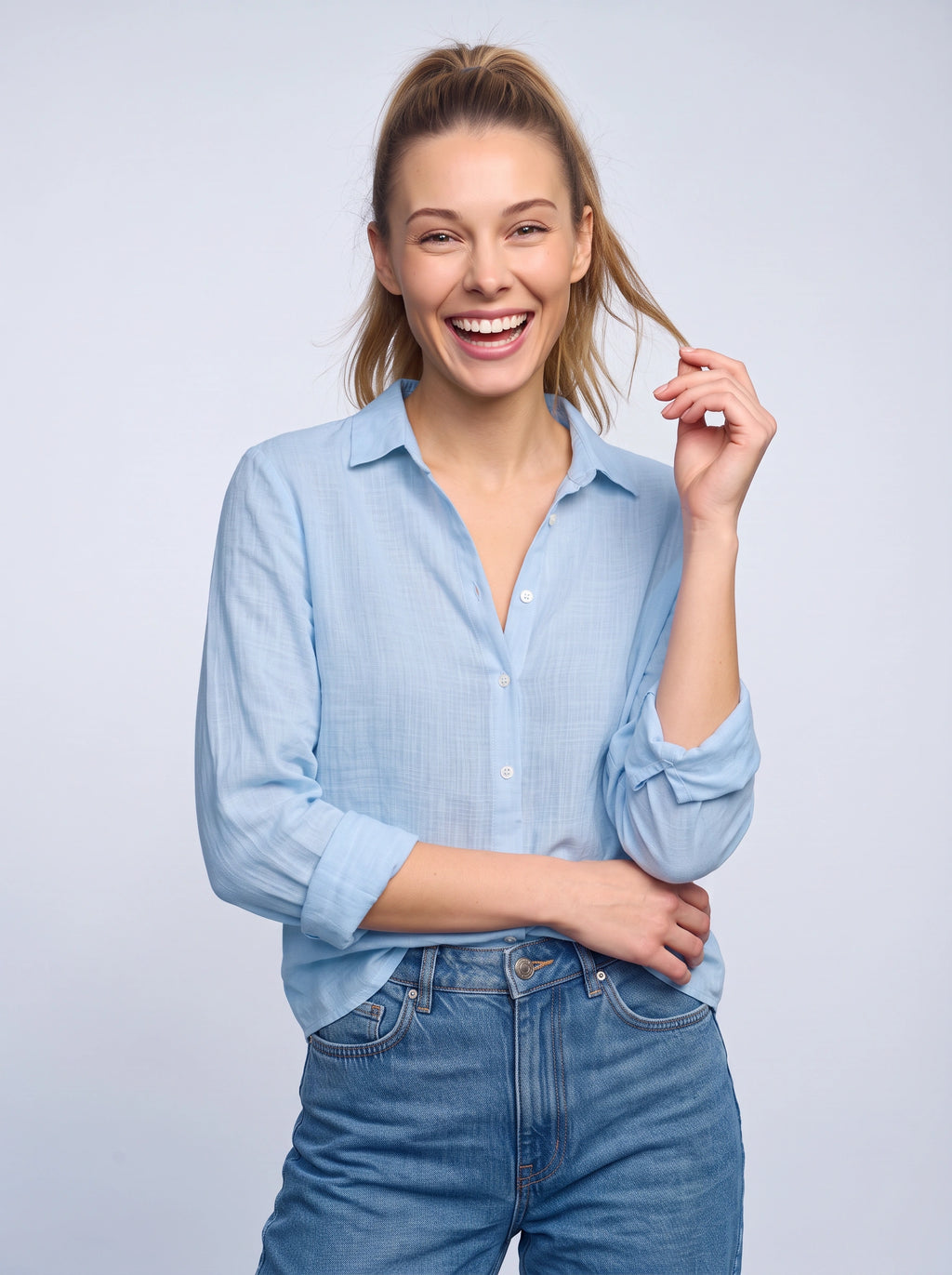 Placette Relaxed Linen Shirt – Oversized Long Sleeve Women Casual Classic Button Down Linen Shirt