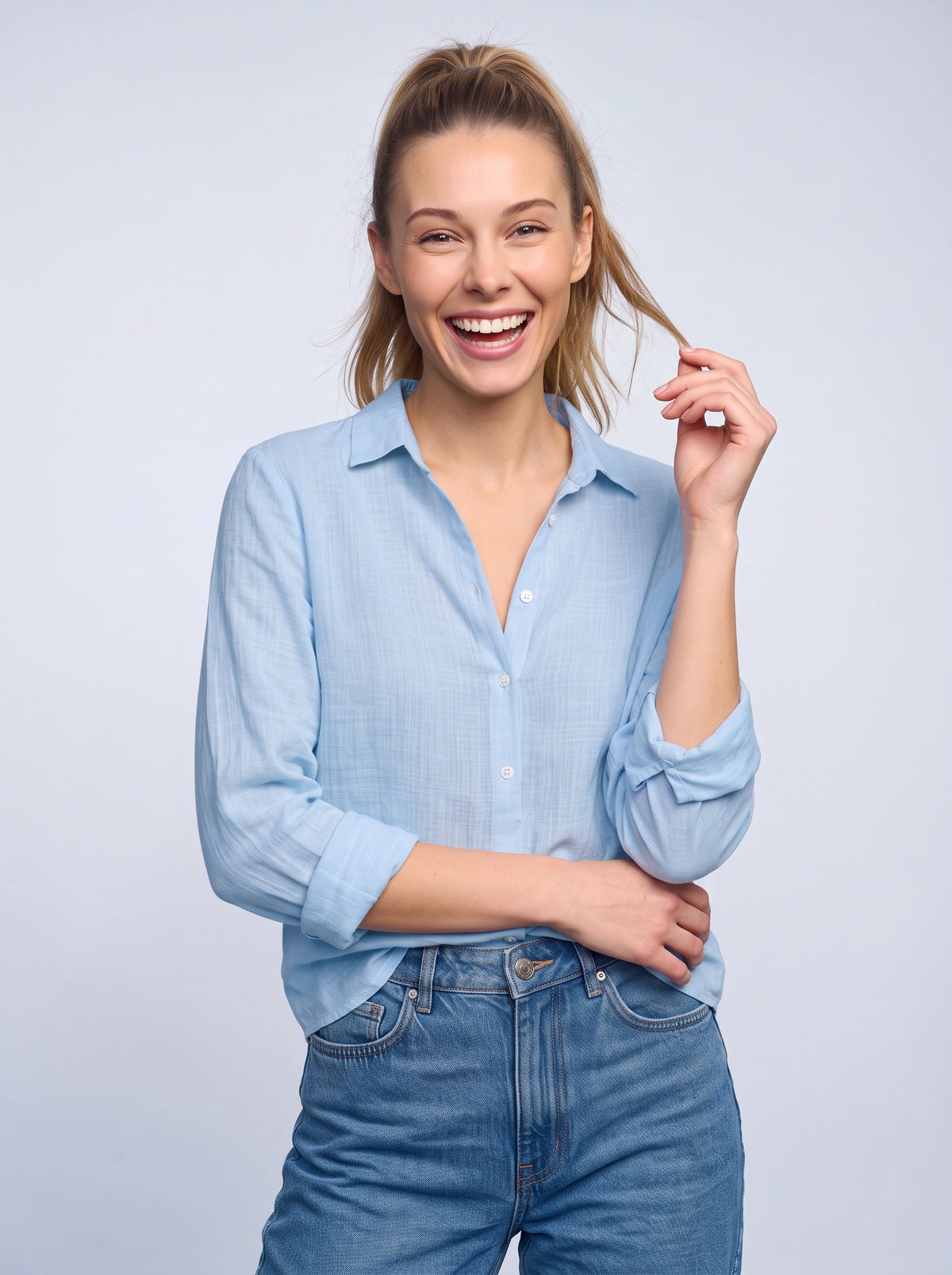 Placette Relaxed Linen Shirt – Oversized Long Sleeve Women Casual Classic Button Down Linen Shirt