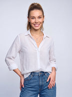Placette Relaxed Linen Shirt – Oversized Long Sleeve Women Casual Classic Button Down Linen Shirt