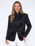 Upstaria Oversized Satin Blazer – Women Formal Office Tailored Single-Breasted Oversized Blazer