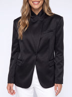 Upstaria Oversized Satin Blazer – Women Formal Office Tailored Single-Breasted Oversized Blazer