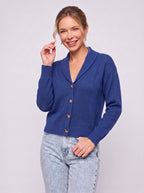 Shawlyn Ribbed Shawl Collar Cardigan – Knit Button-Front Women Autumn Office Casual Ribbed Cardigan
