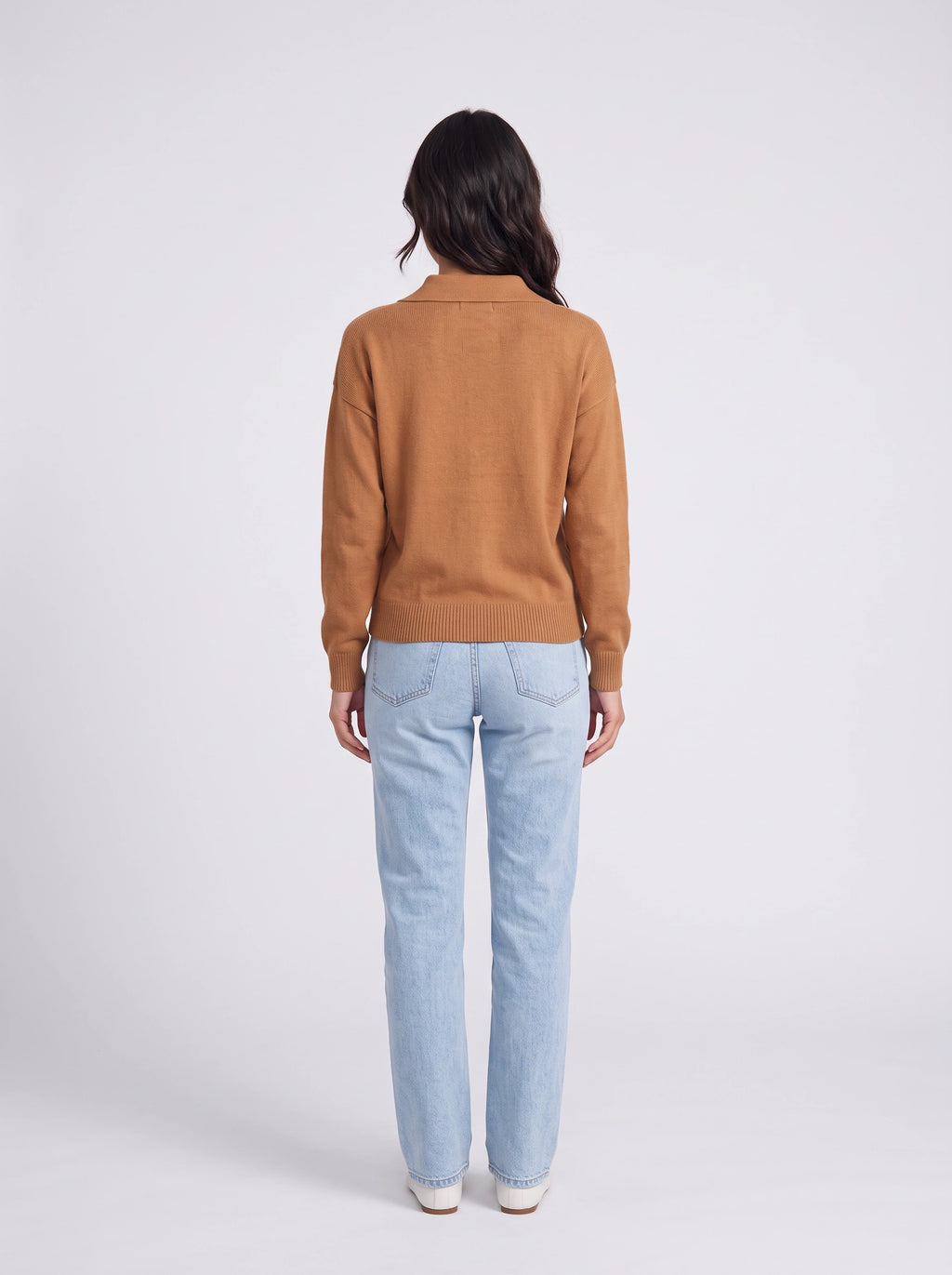 Ribbidge Collared Knit Polo Top – Women Casual Autumn Winter Knitwear Long Sleeve Jumper Ladies
