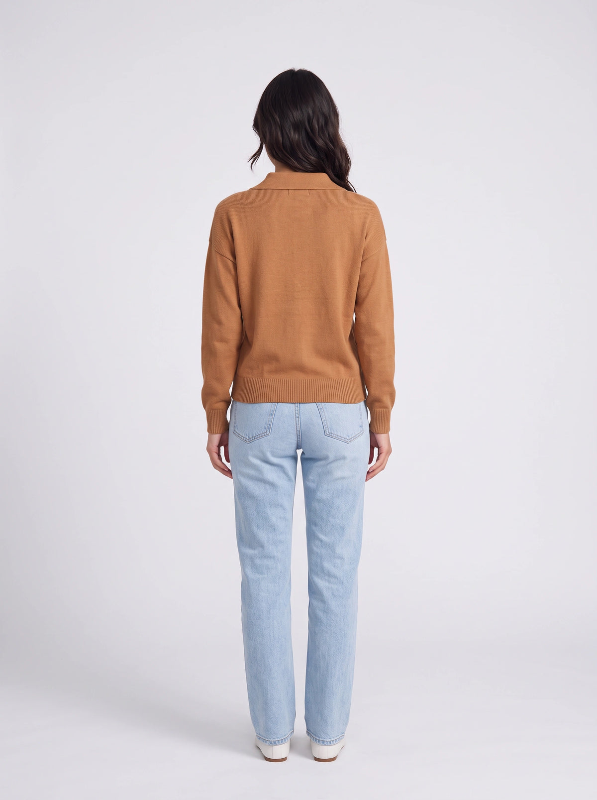 Ribbidge Collared Knit Polo Top – Women Casual Autumn Winter Knitwear Long Sleeve Jumper Ladies