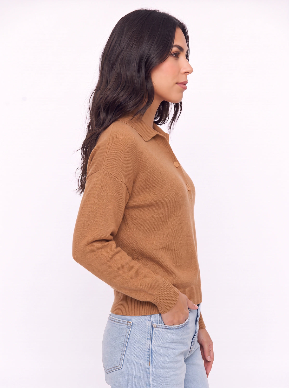 Ribbidge Collared Knit Polo Top – Women Casual Autumn Winter Knitwear Long Sleeve Jumper Ladies