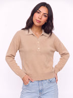 Ribbidge Collared Knit Polo Top – Women Casual Autumn Winter Knitwear Long Sleeve Jumper Ladies