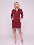Trimvar Zip Neck Sweat Mini Dress – Long Sleeve Jersey Women Casual Autumn Weekend Loungewear Mini Dress