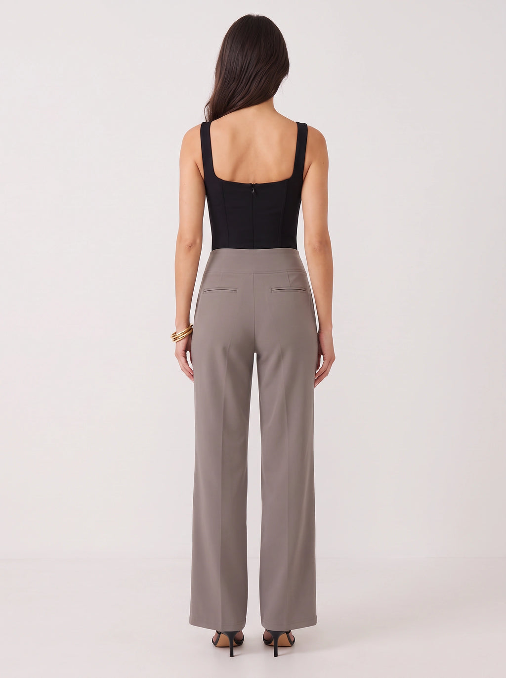 Sempanel High-Waist Wide-Leg Trousers – Women Tailored Office Smart Casual Formal Work Trousers