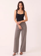Sempanel High-Waist Wide-Leg Trousers – Women Tailored Office Smart Casual Formal Work Trousers