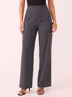 Sempanel High-Waist Wide-Leg Trousers – Women Tailored Office Smart Casual Formal Work Trousers