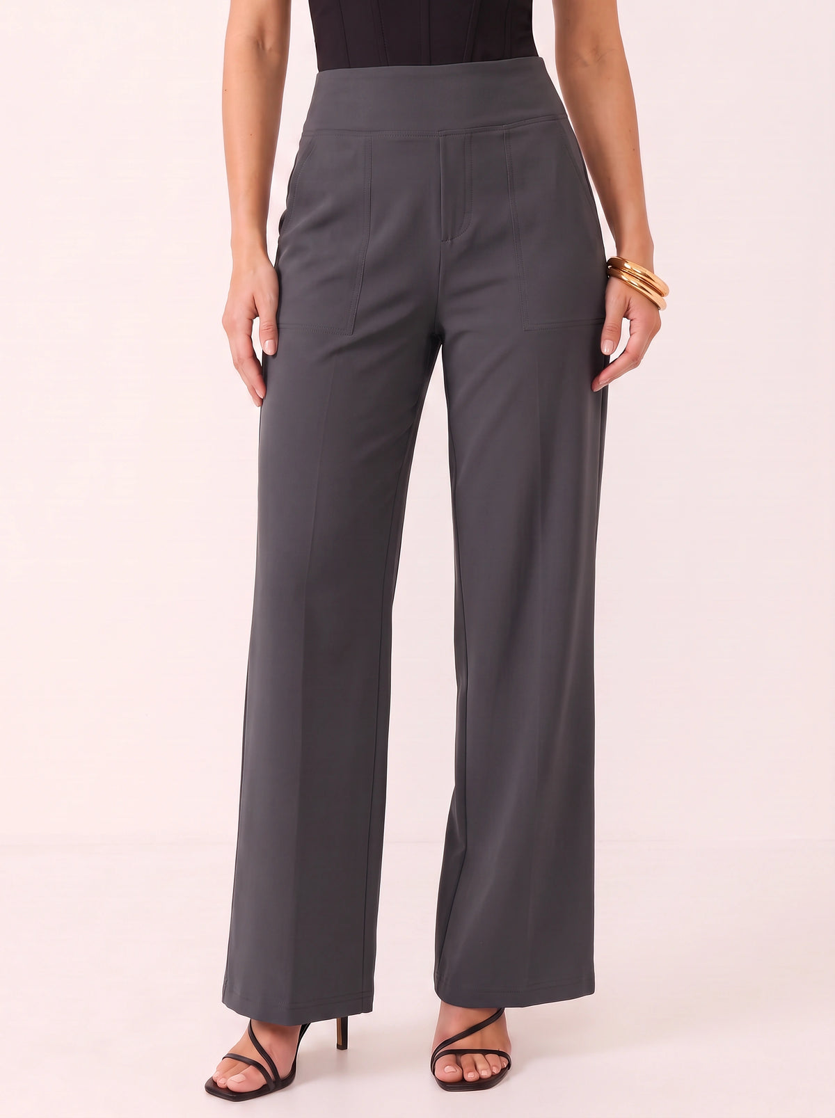 Sempanel High-Waist Wide-Leg Trousers – Women Tailored Office Smart Casual Formal Work Trousers