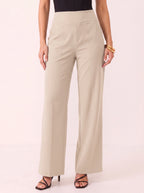 Sempanel High-Waist Wide-Leg Trousers – Women Tailored Office Smart Casual Formal Work Trousers