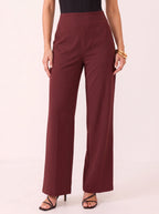 Sempanel High-Waist Wide-Leg Trousers – Women Tailored Office Smart Casual Formal Work Trousers