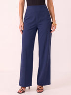 Sempanel High-Waist Wide-Leg Trousers – Women Tailored Office Smart Casual Formal Work Trousers