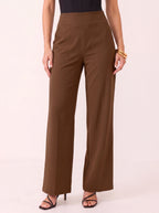 Sempanel High-Waist Wide-Leg Trousers – Women Tailored Office Smart Casual Formal Work Trousers