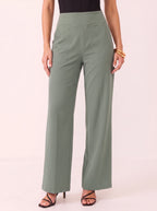 Sempanel High-Waist Wide-Leg Trousers – Women Tailored Office Smart Casual Formal Work Trousers