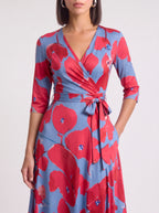 Ruchona Wrap Maxi Dress – Floral Print Women Formal Wedding Guest Fall Autumn Evening Maxi Dress