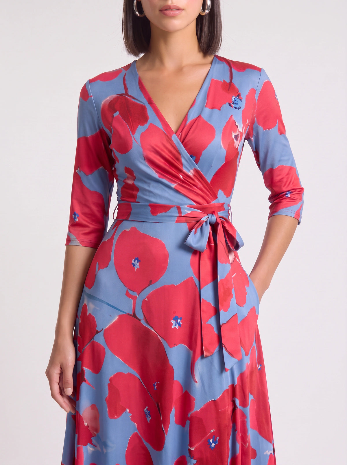 Ruchona Wrap Maxi Dress – Floral Print Women Formal Wedding Guest Fall Autumn Evening Maxi Dress