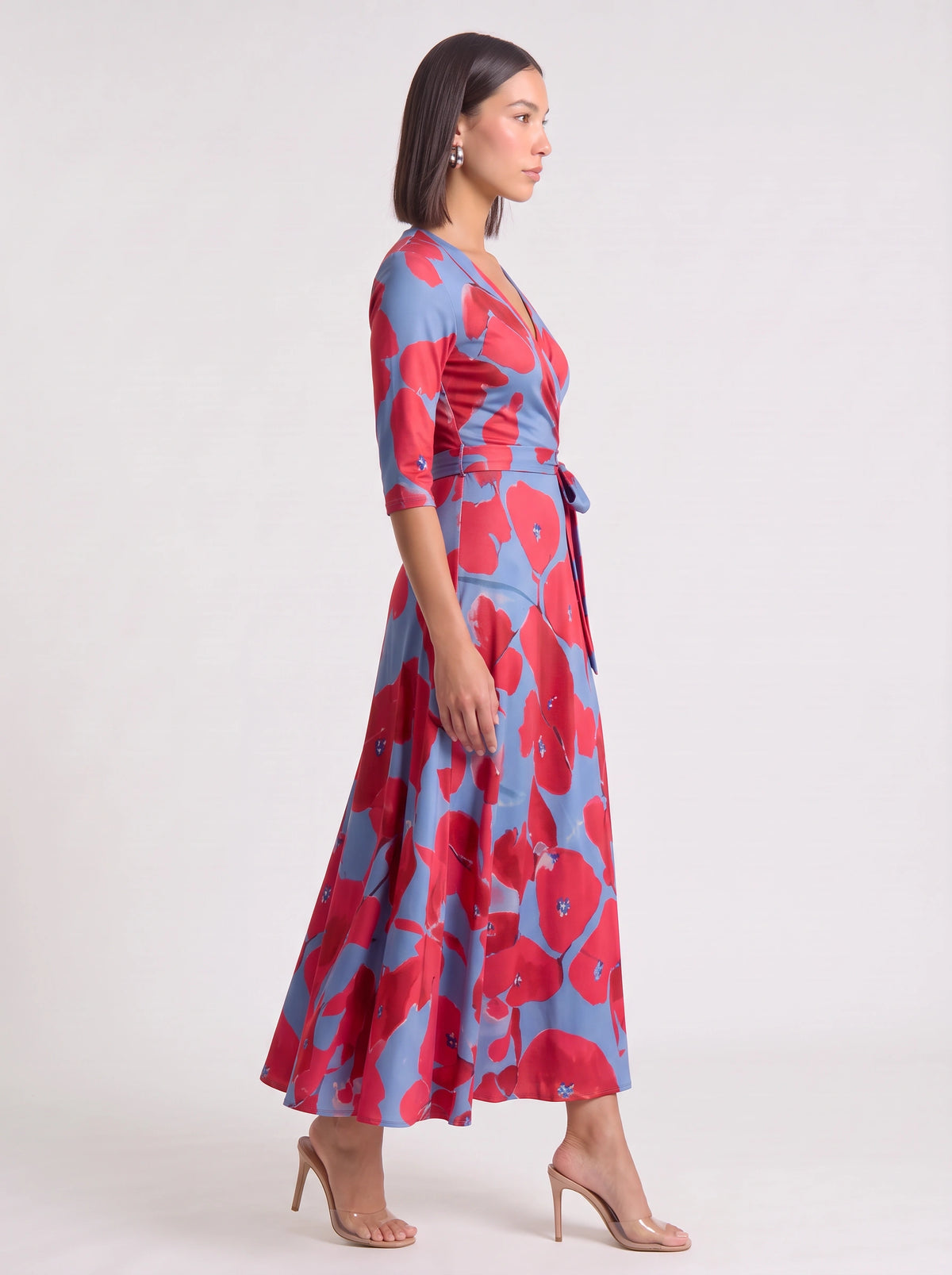 Ruchona Wrap Maxi Dress – Floral Print Women Formal Wedding Guest Fall Autumn Evening Maxi Dress