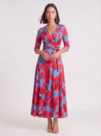 Ruchona Wrap Maxi Dress – Floral Print Women Formal Wedding Guest Fall Autumn Evening Maxi Dress