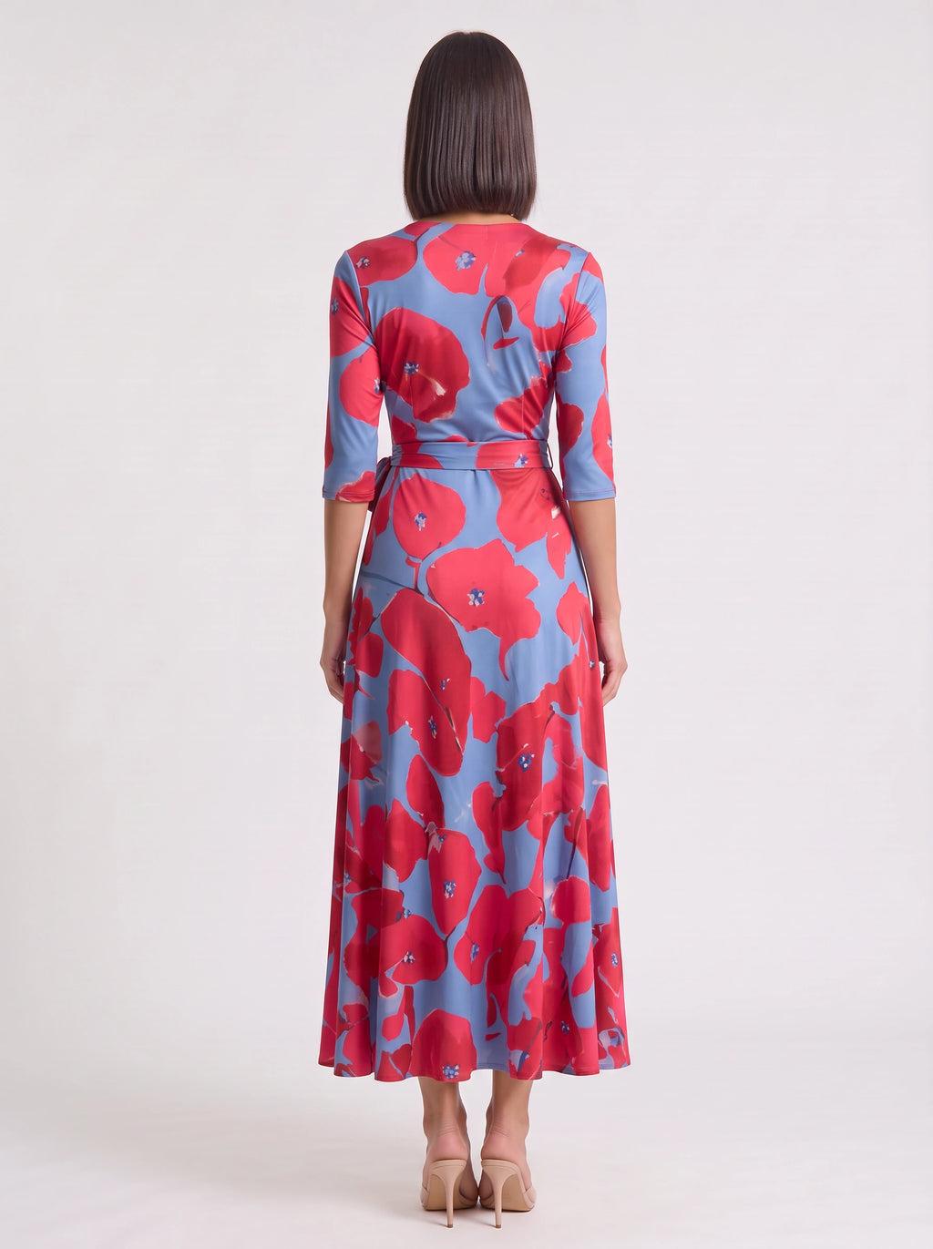 Ruchona Wrap Maxi Dress – Floral Print Women Formal Wedding Guest Fall Autumn Evening Maxi Dress