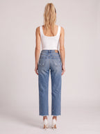 Frayden Distressed Straight Leg Jeans – High-Waist Women Casual Denim Cropped Jeans