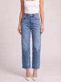 Frayden Distressed Straight Leg Jeans – High-Waist Women Casual Denim Cropped Jeans