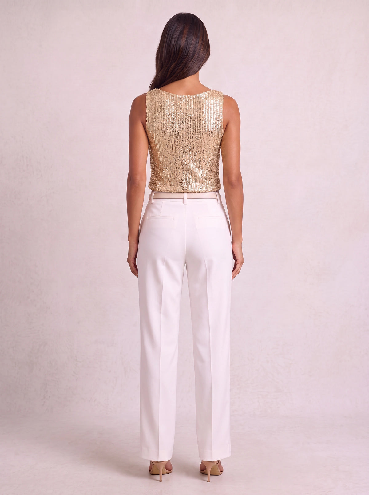 Ribrova Sequin V-Neck Crop Top – Embellished Party Women Evening Sleeveless Occasion Crop Top