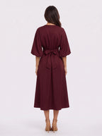 Pletfore Midi Dress – Tailored Box Pleat Midi Dress Women Formal Wedding Guest Office Elegant Autumn Midi Dress