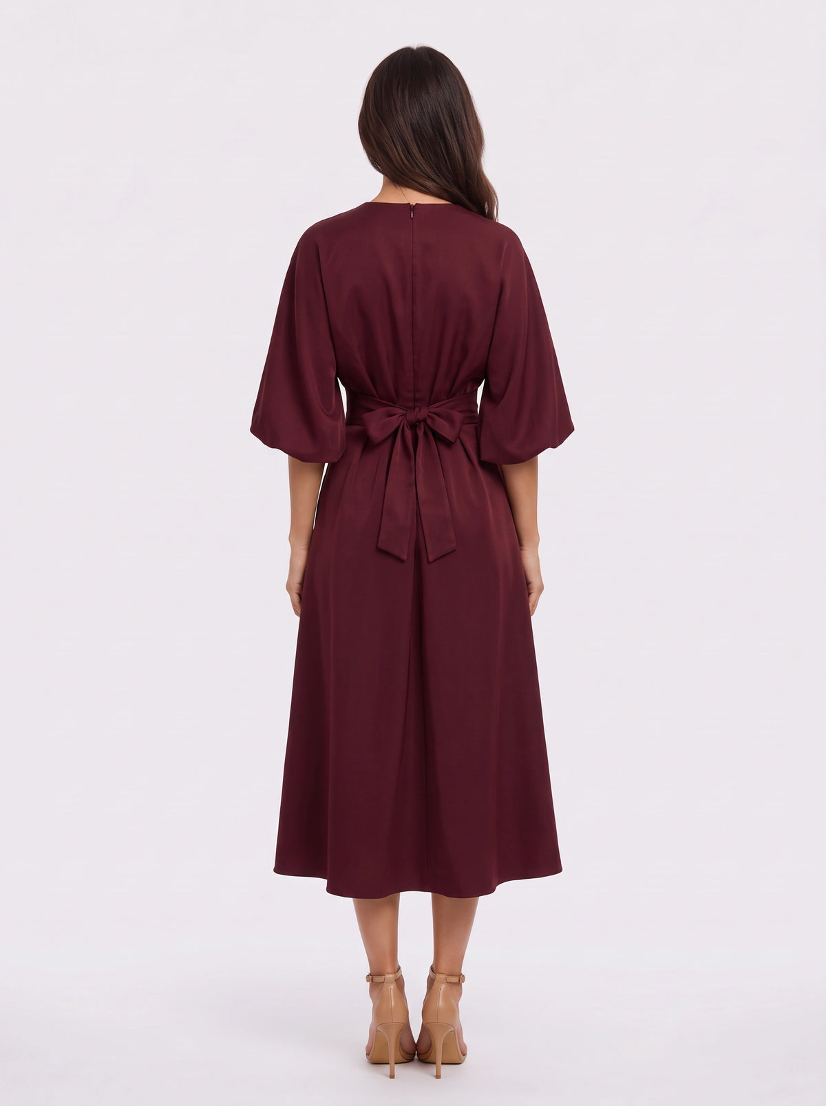 Pletfore Midi Dress – Tailored Box Pleat Midi Dress Women Formal Wedding Guest Office Elegant Autumn Midi Dress