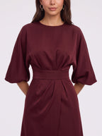 Pletfore Midi Dress – Tailored Box Pleat Midi Dress Women Formal Wedding Guest Office Elegant Autumn Midi Dress