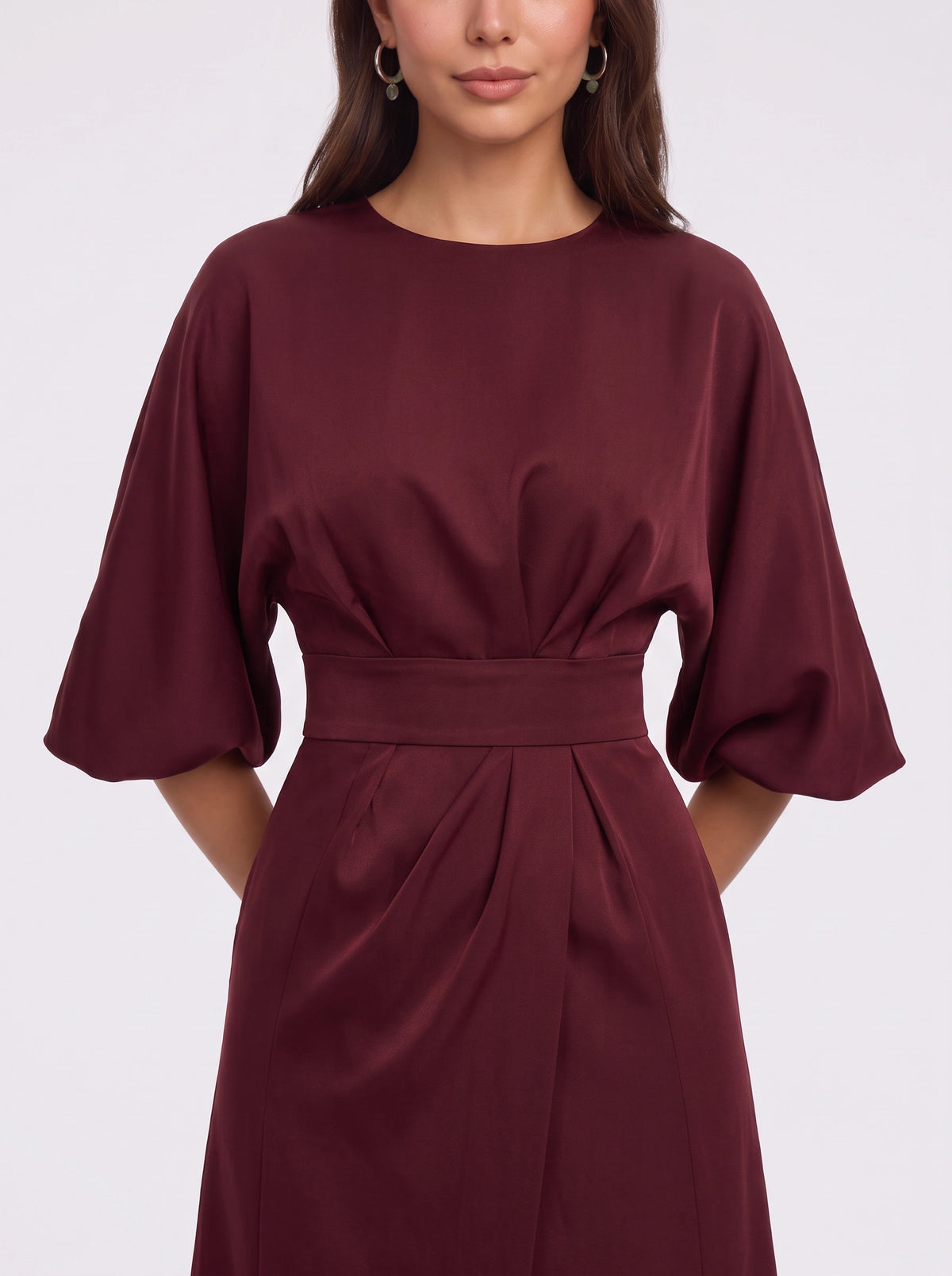 Pletfore Midi Dress – Tailored Box Pleat Midi Dress Women Formal Wedding Guest Office Elegant Autumn Midi Dress