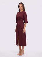 Pletfore Midi Dress – Tailored Box Pleat Midi Dress Women Formal Wedding Guest Office Elegant Autumn Midi Dress