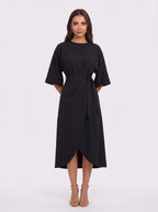 Pletfore Midi Dress – Tailored Box Pleat Midi Dress Women Formal Wedding Guest Office Elegant Autumn Midi Dress