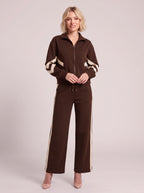 Chevelle Zip-Up Tracksuit Co-Ord Set – Striped Wide-Leg Trouser Women Loungewear Autumn Casual Athleisure Tracksuit