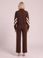 Chevelle Zip-Up Tracksuit Co-Ord Set – Striped Wide-Leg Trouser Women Loungewear Autumn Casual Athleisure Tracksuit