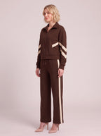 Chevelle Zip-Up Tracksuit Co-Ord Set – Striped Wide-Leg Trouser Women Loungewear Autumn Casual Athleisure Tracksuit