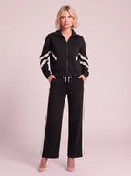 Chevelle Zip-Up Tracksuit Co-Ord Set – Striped Wide-Leg Trouser Women Loungewear Autumn Casual Athleisure Tracksuit